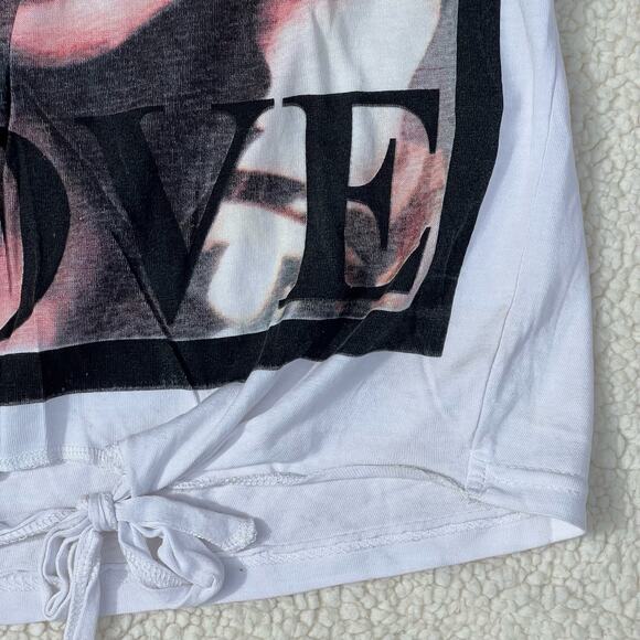On Fire Madonna T-Shirt LOVE Graphic Size Medium Tie Front Top Retro 80s Style - Picture 5 of 7